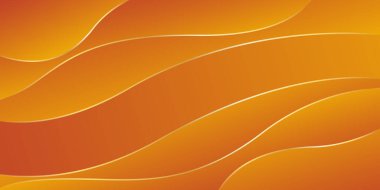 Altın çizgileri olan soyut turuncu lüks arka plan. Zarif dalga modern duvar kağıdı. Satışlar, reklamlar, etkinlikler, ödüller, web, sayfalar ve diğerleri için şablon afişi