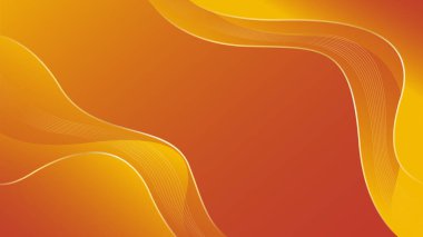 Altın çizgileri olan soyut turuncu lüks arka plan. Zarif dalga modern duvar kağıdı. Satışlar, reklamlar, etkinlikler, ödüller, web, sayfalar ve diğerleri için şablon afişi