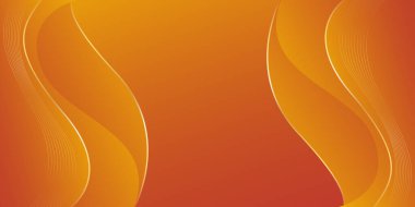 Altın çizgileri olan soyut turuncu lüks arka plan. Zarif dalga modern duvar kağıdı. Satışlar, reklamlar, etkinlikler, ödüller, web, sayfalar ve diğerleri için şablon afişi