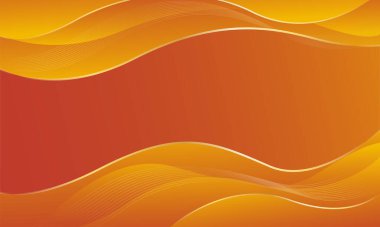 Altın çizgileri olan soyut turuncu lüks arka plan. Zarif dalga modern duvar kağıdı. Satışlar, reklamlar, etkinlikler, ödüller, web, sayfalar ve diğerleri için şablon afişi