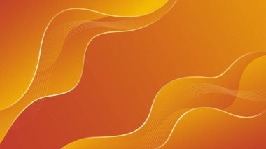 Altın çizgileri olan soyut turuncu lüks arka plan. Zarif dalga modern duvar kağıdı. Satışlar, reklamlar, etkinlikler, ödüller, web, sayfalar ve diğerleri için şablon afişi