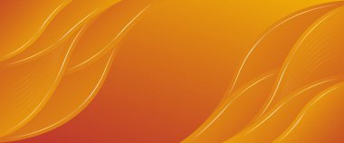 Altın çizgileri olan soyut turuncu lüks afiş. Zarif dalga modern duvar kağıdı. Şablonlar, afişler, satışlar, reklamlar, etkinlikler, ödüller, web sayfaları ve başlıklar için uygundur