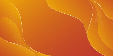 Altın çizgileri olan soyut turuncu lüks arka plan. Zarif dalga modern duvar kağıdı. Satışlar, reklamlar, etkinlikler, ödüller, web, sayfalar ve diğerleri için şablon afişi