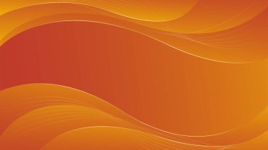 Altın çizgileri olan soyut turuncu lüks arka plan. Zarif dalga modern duvar kağıdı. Satışlar, reklamlar, etkinlikler, ödüller, web, sayfalar ve diğerleri için şablon afişi