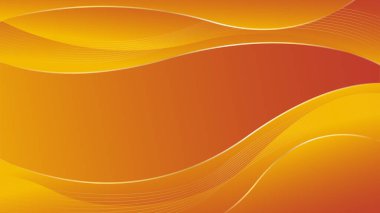 Altın çizgileri olan soyut turuncu lüks arka plan. Zarif dalga modern duvar kağıdı. Satışlar, reklamlar, etkinlikler, ödüller, web, sayfalar ve diğerleri için şablon afişi
