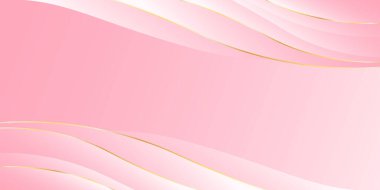 Altın çizgileri olan soyut pembe, eğri büğrü arka plan. Zarif modern duvar kağıtları. Güzellik ürünleri, satışlar, reklamlar, etkinlikler, web ve sayfalar için şablon afişi