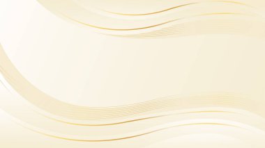 Altın çizgileri olan soyut bej renkli lüks dalga arka planı. Zarif modern duvar kağıtları. Güzellik ürünleri, satışlar, reklamlar, etkinlikler, web ve sayfalar için şablon afişi