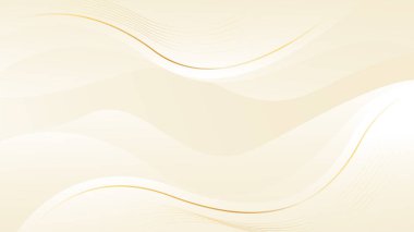 Altın çizgileri olan soyut bej renkli lüks dalga arka planı. Zarif modern duvar kağıtları. Güzellik ürünleri, satışlar, reklamlar, etkinlikler, web ve sayfalar için şablon afişi