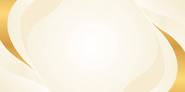 Soyut bej renkli, altın çizgileri olan eğri büğrü bir arka plan. Zarif modern duvar kağıdı. Güzellik ürünleri, satışlar, reklamlar, etkinlikler, web ve sayfalar için şablon afişi