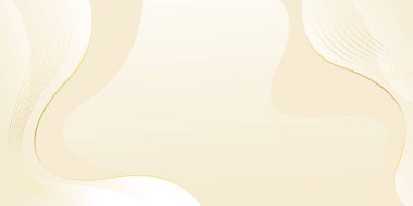 Altın çizgileri olan soyut bej renkli lüks dalga arka planı. Zarif modern duvar kağıtları. Güzellik ürünleri, satışlar, reklamlar, etkinlikler, web ve sayfalar için şablon afişi