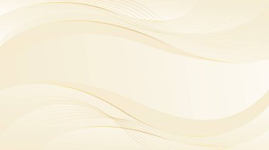 Altın çizgileri olan soyut bej renkli lüks dalga arka planı. Zarif modern duvar kağıtları. Güzellik ürünleri, satışlar, reklamlar, etkinlikler, web ve sayfalar için şablon afişi