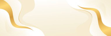 Altın çizgileri olan soyut bej renkli lüks dalga arka planı. Zarif modern duvar kağıtları. Güzellik ürünleri, satışlar, reklamlar, etkinlikler, web ve sayfalar için şablon afişi