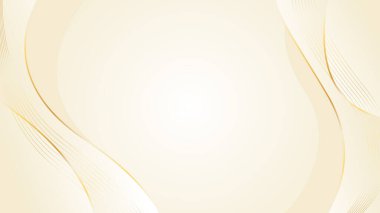 Altın çizgileri olan soyut bej renkli lüks dalga arka planı. Zarif modern duvar kağıtları. Güzellik ürünleri, satışlar, reklamlar, etkinlikler, web ve sayfalar için şablon afişi