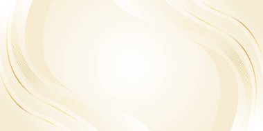 Altın çizgileri olan soyut bej renkli lüks dalga arka planı. Zarif modern duvar kağıtları. Güzellik ürünleri, satışlar, reklamlar, etkinlikler, web ve sayfalar için şablon afişi