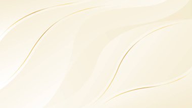 Altın çizgileri olan soyut bej renkli lüks dalga arka planı. Zarif modern duvar kağıtları. Güzellik ürünleri, satışlar, reklamlar, etkinlikler, web ve sayfalar için şablon afişi