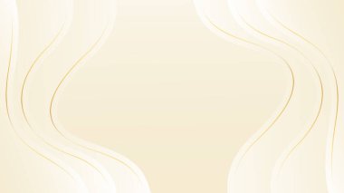 Altın çizgileri olan soyut bej renkli lüks dalga arka planı. Zarif modern duvar kağıtları. Güzellik ürünleri, satışlar, reklamlar, etkinlikler, web ve sayfalar için şablon afişi