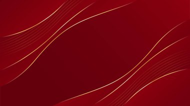 Soyut kırmızı lüks eğimli arka plan ve altın çizgiler. Zarif modern duvar kağıtları. Şablonlar, pankartlar, satışlar, reklamlar, etkinlikler, ödüller, web ve sayfalar için uygundur