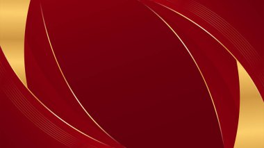 Soyut kırmızı lüks eğimli arka plan ve altın çizgiler. Zarif modern duvar kağıtları. Şablonlar, pankartlar, satışlar, reklamlar, etkinlikler, ödüller, web ve sayfalar için uygundur