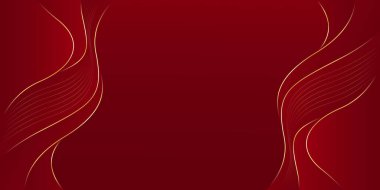 Zarif kırmızı ve altın soyut dalga arkaplanı. Modern lüks tasarım. Davetler, ödüller, şablonlar, afişler, kapaklar, posterler, sunumlar, web siteleri ve sayfalar için uygundur