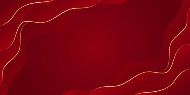 Zarif kırmızı ve altın soyut dalga arkaplanı. Modern lüks tasarım. Davetler, ödüller, şablonlar, afişler, kapaklar, posterler, sunumlar, web siteleri ve sayfalar için uygundur