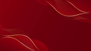 Zarif kırmızı ve altın soyut dalga arkaplanı. Modern lüks tasarım. Davetler, ödüller, şablonlar, afişler, kapaklar, posterler, sunumlar, web siteleri ve sayfalar için uygundur