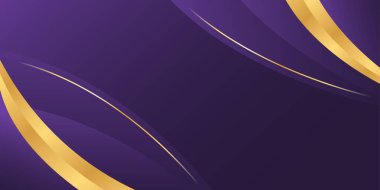 Altın çizgileri olan zarif, mor, eğimli bir arka plan. Davetler, ödüller, satışlar, etkinlikler, şablonlar, afişler, kapaklar, web siteleri, sayfalar ve daha fazlası için soyut modern tasarım