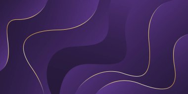 Altın çizgileri olan soyut mor lüks dalga arka planı. Zarif modern duvar kağıtları. Şablonlar, pankartlar, satışlar, reklamlar, etkinlikler, ödüller, web ve sayfalar için uygundur