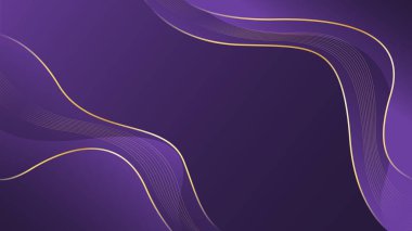 Altın çizgileri olan soyut mor lüks dalga arka planı. Zarif modern duvar kağıtları. Şablonlar, pankartlar, satışlar, reklamlar, etkinlikler, ödüller, web ve sayfalar için uygundur