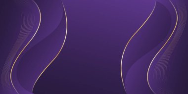 Altın çizgileri olan soyut mor lüks dalga arka planı. Zarif modern duvar kağıtları. Şablonlar, pankartlar, satışlar, reklamlar, etkinlikler, ödüller, web ve sayfalar için uygundur