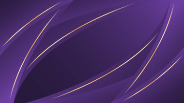 Altın çizgileri olan zarif, mor, eğimli bir arka plan. Davetler, ödüller, satışlar, etkinlikler, şablonlar, afişler, kapaklar, web siteleri, sayfalar ve daha fazlası için soyut modern tasarım