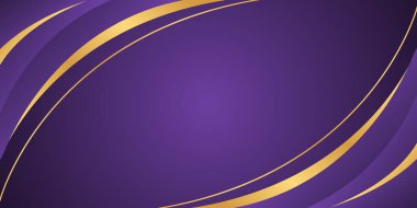 Altın çizgileri olan zarif, mor, eğimli bir arka plan. Davetler, ödüller, satışlar, etkinlikler, şablonlar, afişler, kapaklar, web siteleri, sayfalar ve daha fazlası için soyut modern tasarım