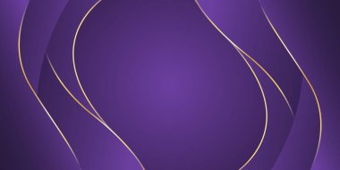 Altın çizgileri olan soyut mor lüks dalga arka planı. Zarif modern duvar kağıtları. Şablonlar, pankartlar, satışlar, reklamlar, etkinlikler, ödüller, web ve sayfalar için uygundur