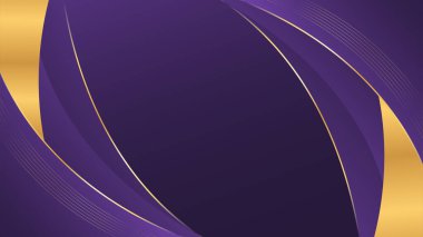 Altın çizgileri olan zarif, mor, eğimli bir arka plan. Davetler, ödüller, satışlar, etkinlikler, şablonlar, afişler, kapaklar, web siteleri, sayfalar ve daha fazlası için soyut modern tasarım