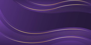 Altın çizgileri olan soyut mor lüks dalga arka planı. Zarif modern duvar kağıtları. Şablonlar, pankartlar, satışlar, reklamlar, etkinlikler, ödüller, web ve sayfalar için uygundur