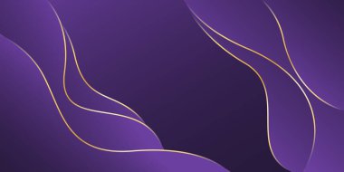 Altın çizgileri olan soyut mor lüks dalga arka planı. Zarif modern duvar kağıtları. Şablonlar, pankartlar, satışlar, reklamlar, etkinlikler, ödüller, web ve sayfalar için uygundur