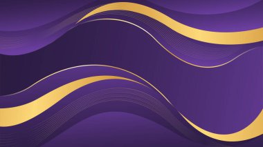 Altın çizgileri olan soyut mor lüks dalga arka planı. Zarif modern duvar kağıtları. Şablonlar, pankartlar, satışlar, reklamlar, etkinlikler, ödüller, web ve sayfalar için uygundur