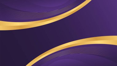 Altın çizgileri olan zarif, mor, eğimli bir arka plan. Davetler, ödüller, satışlar, etkinlikler, şablonlar, afişler, kapaklar, web siteleri, sayfalar ve daha fazlası için soyut modern tasarım