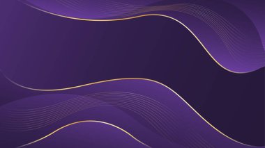 Altın çizgileri olan soyut mor lüks dalga arka planı. Zarif modern duvar kağıtları. Şablonlar, pankartlar, satışlar, reklamlar, etkinlikler, ödüller, web ve sayfalar için uygundur