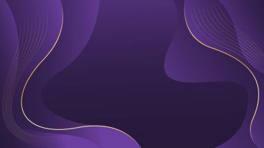 Altın çizgileri olan soyut mor lüks dalga arka planı. Zarif modern duvar kağıtları. Şablonlar, pankartlar, satışlar, reklamlar, etkinlikler, ödüller, web ve sayfalar için uygundur