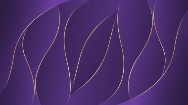 Altın çizgileri olan soyut mor lüks dalga arka planı. Zarif modern duvar kağıtları. Şablonlar, pankartlar, satışlar, reklamlar, etkinlikler, ödüller, web ve sayfalar için uygundur