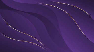 Altın çizgileri olan soyut mor lüks dalga arka planı. Zarif modern duvar kağıtları. Şablonlar, pankartlar, satışlar, reklamlar, etkinlikler, ödüller, web ve sayfalar için uygundur