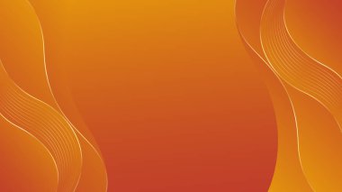 Altın çizgileri olan soyut turuncu lüks arka plan. Zarif dalga modern duvar kağıdı. Satışlar, reklamlar, etkinlikler, ödüller, web, sayfalar ve diğerleri için şablon afişi