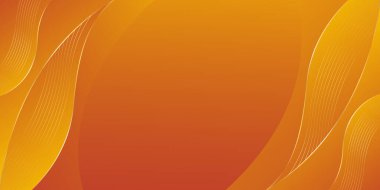 Altın çizgileri olan soyut turuncu lüks arka plan. Zarif dalga modern duvar kağıdı. Satışlar, reklamlar, etkinlikler, ödüller, web, sayfalar ve diğerleri için şablon afişi