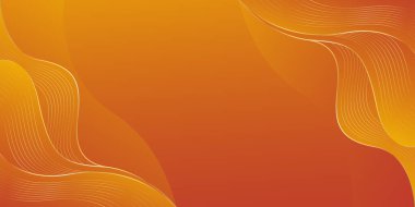 Altın çizgileri olan soyut turuncu lüks arka plan. Zarif dalga modern duvar kağıdı. Satışlar, reklamlar, etkinlikler, ödüller, web, sayfalar ve diğerleri için şablon afişi