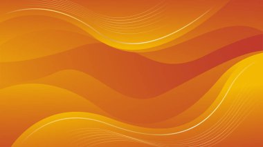 Altın çizgileri olan soyut turuncu lüks arka plan. Zarif dalga modern duvar kağıdı. Satışlar, reklamlar, etkinlikler, ödüller, web, sayfalar ve diğerleri için şablon afişi