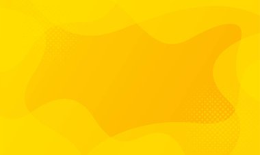 Parlak sarı dinamik soyut arka plan. Modern limon turuncu rengi. İnternet, sayfalar, satışlar, etkinlikler, tatiller, partiler ve düşüşler için yeni şablon afişi. Yumuşak gölgeli dalgalanan şekiller
