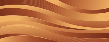 Pürüzsüz kıvrımları olan soyut altın bronz pankart. Web siteleri, başlıklar, satış şablonları, iş ilanları, ödüller, etkinlikler ve daha fazlası için lüks afiş tasarımı