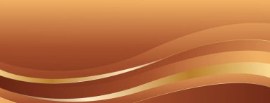 Pürüzsüz kıvrımları olan soyut altın bronz pankart. Web siteleri, başlıklar, satış şablonları, iş ilanları, ödüller, etkinlikler ve daha fazlası için lüks afiş tasarımı