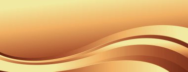 Pürüzsüz kıvrımları olan soyut altın bronz pankart. Web siteleri, başlıklar, satış şablonları, iş ilanları, ödüller, etkinlikler ve daha fazlası için lüks afiş tasarımı