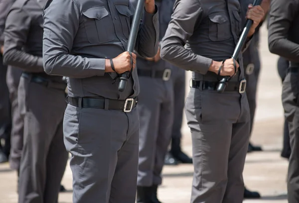 Treinadores Polícia Choque Revisam Controle Multidão — Fotografia de Stock